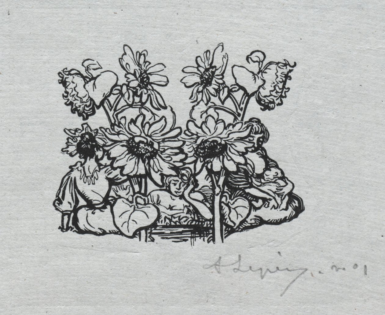 Paris Almanac, 1897: Tail-piece, Summer, 1897 by Auguste Louis Lepère