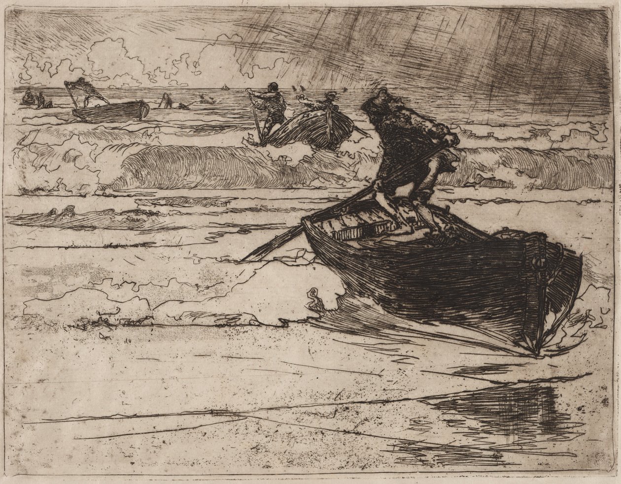Fishermen Fleeing before the Storm by Auguste Louis Lepère