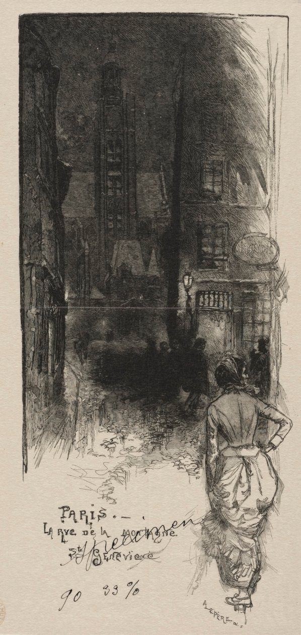 Rue de la Montagne, St. Geneviève by Auguste Louis Lepère