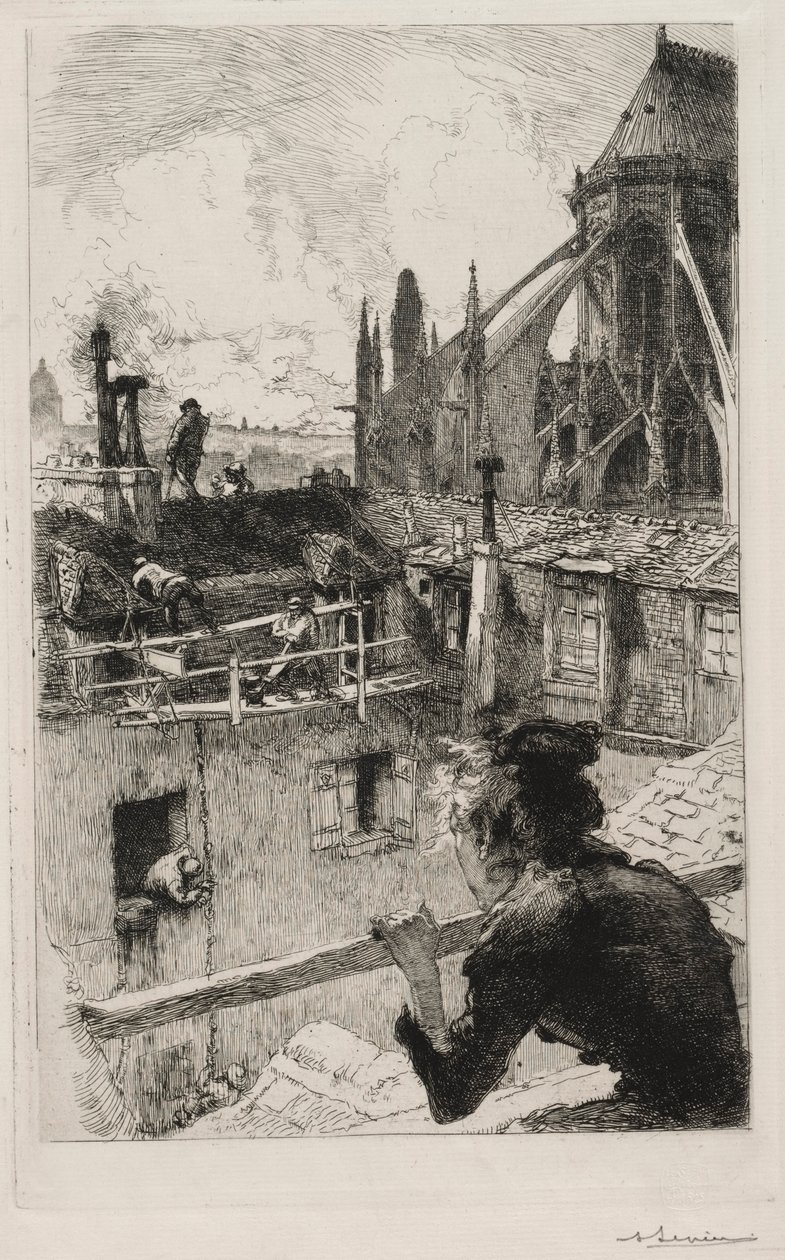 On the Roofs near Notre Dame by Auguste Louis Lepère