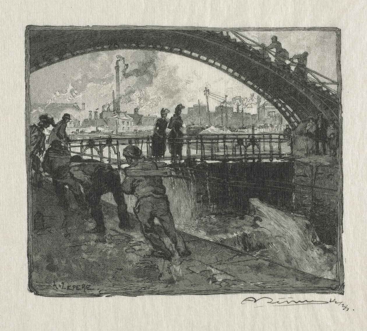 The Lock of the St. Martin Canal, 1890 by Auguste Louis Lepère