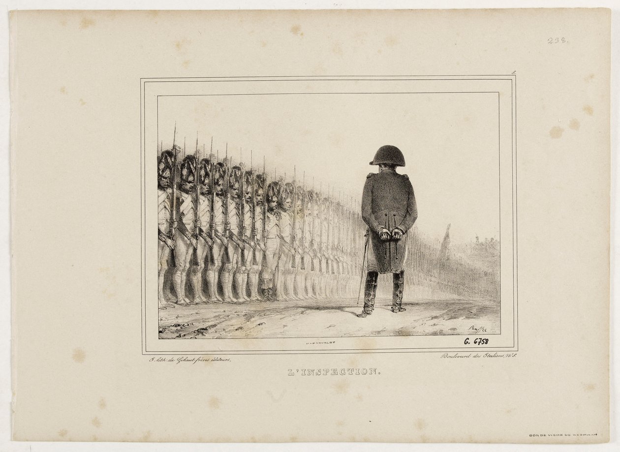 Lithograph Album of 1833 No. 5: The Inspection. by Auguste Raffet