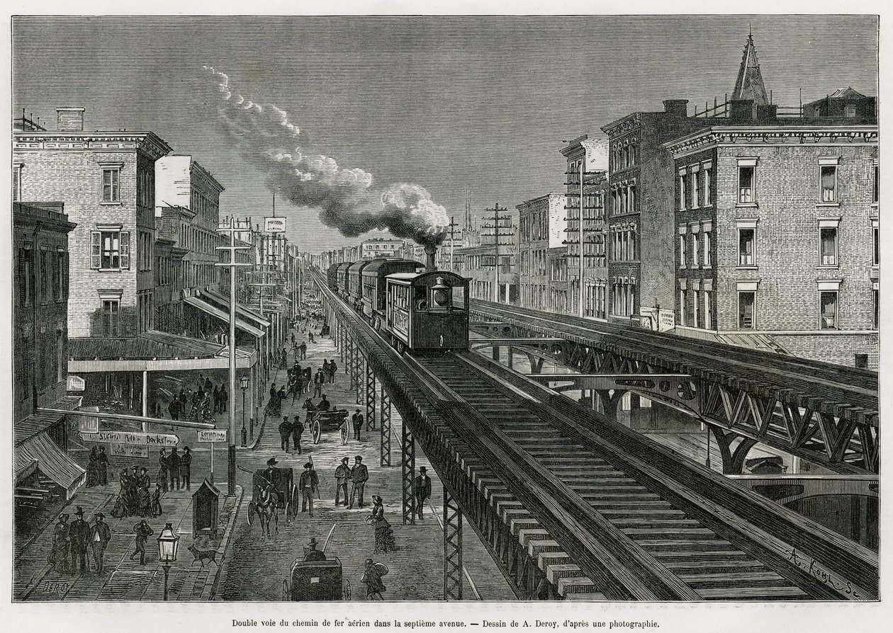 Double Track of the Airline Railway on Seventh Avenue, New York, New York. Edouard de Laveleye, in 1878-1879, Published in 