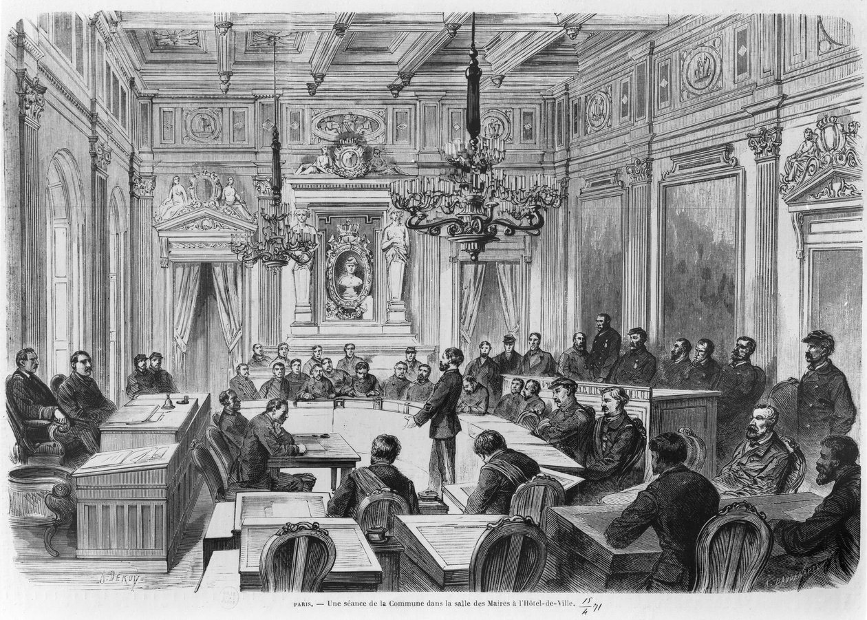 Members of the Commune in Session at the Hotel de Ville, Salle des Maires, Paris, 1871 by Auguste Victor Deroy