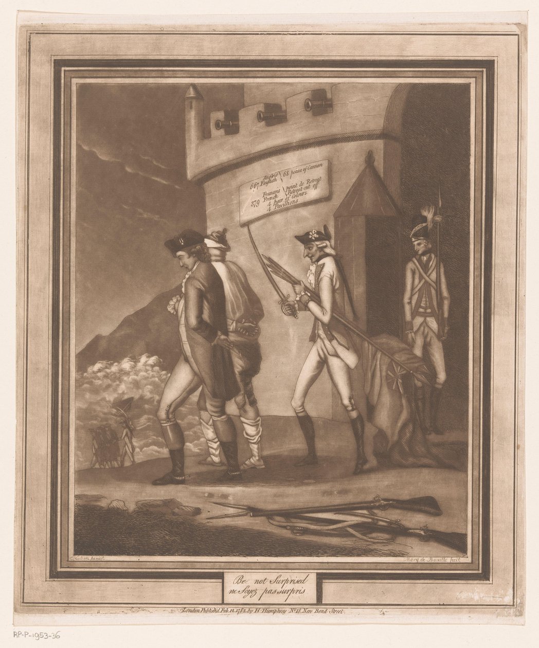 Soldiers with Two Prisoners by Tower by Auguste de Bouillé