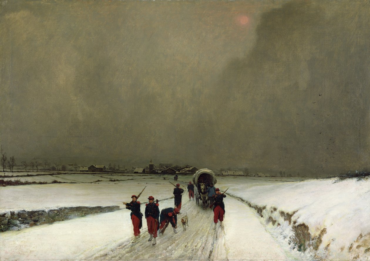 The Stragglers, Snow Effect, 1870 by Augustin Pierre Chenu