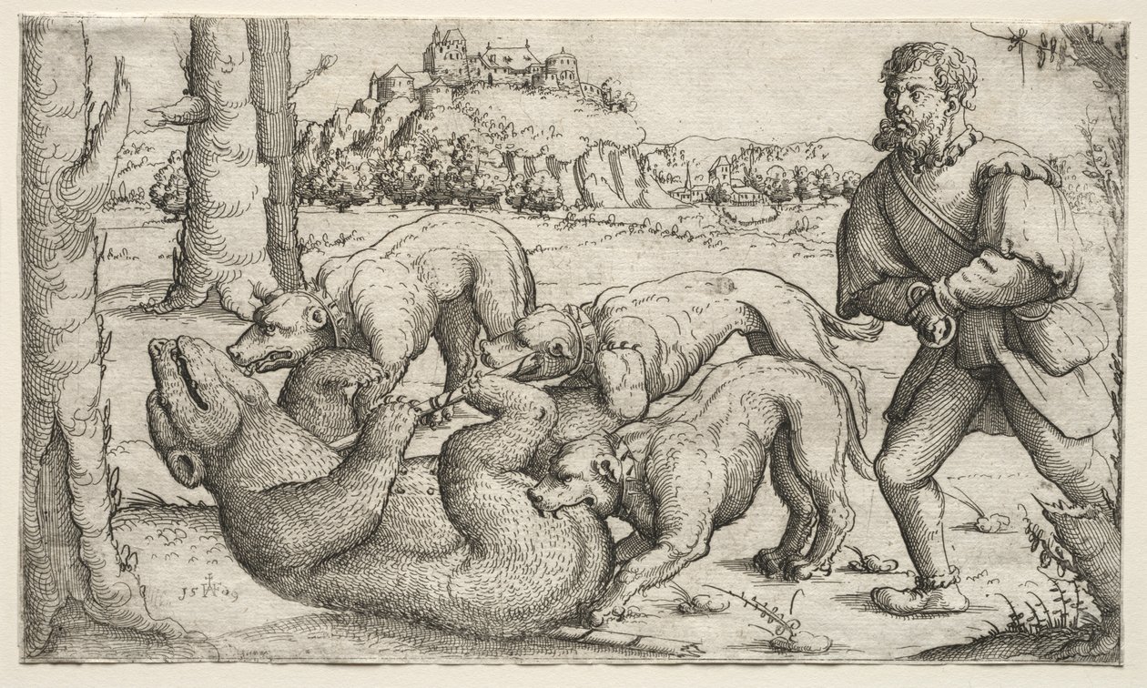 A Bear Hunt by Augustin Hirschvogel