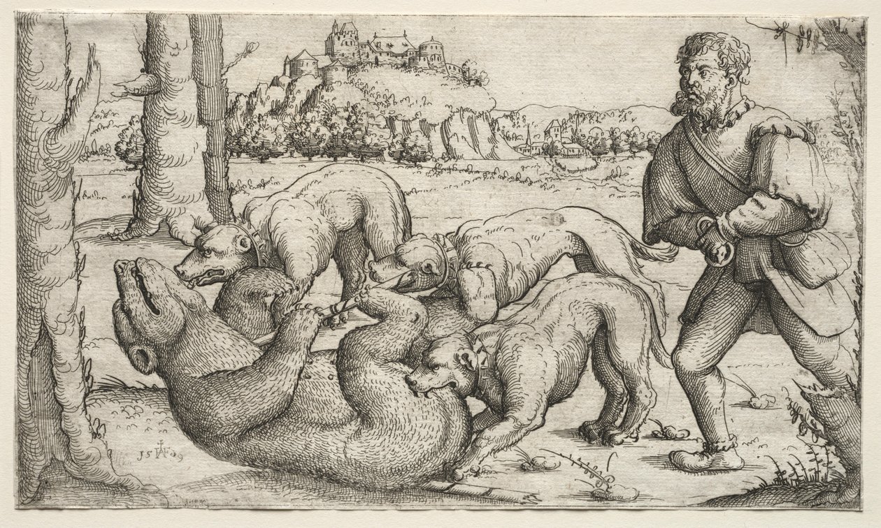 A Bear Hunt by Augustin Hirschvogel