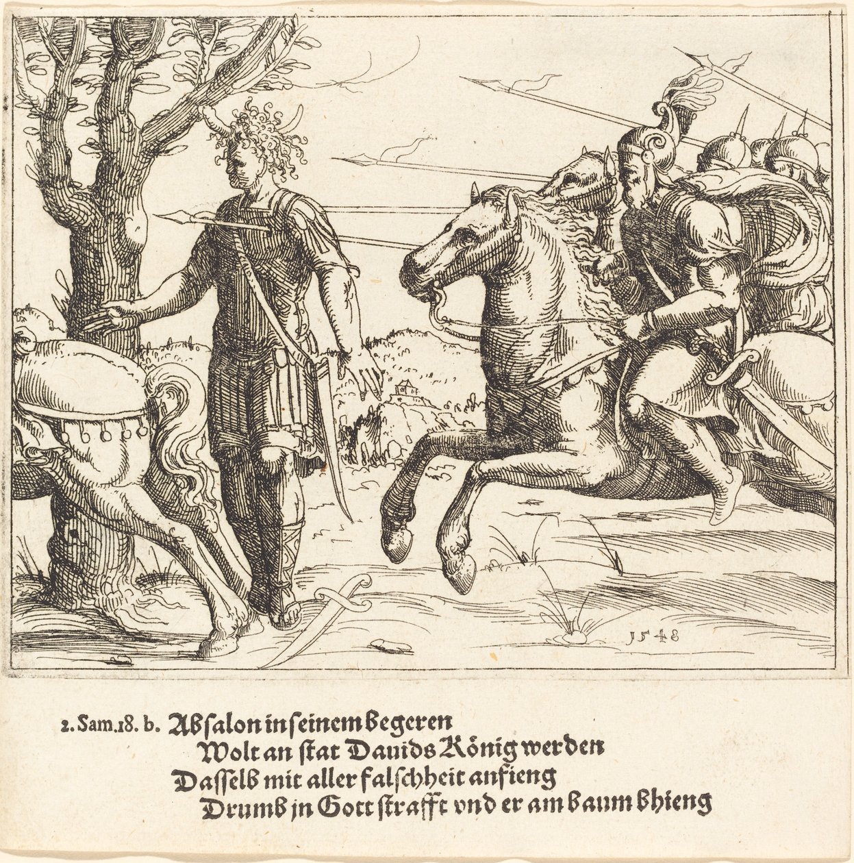 Absalom Slain by Joab by Augustin Hirschvogel