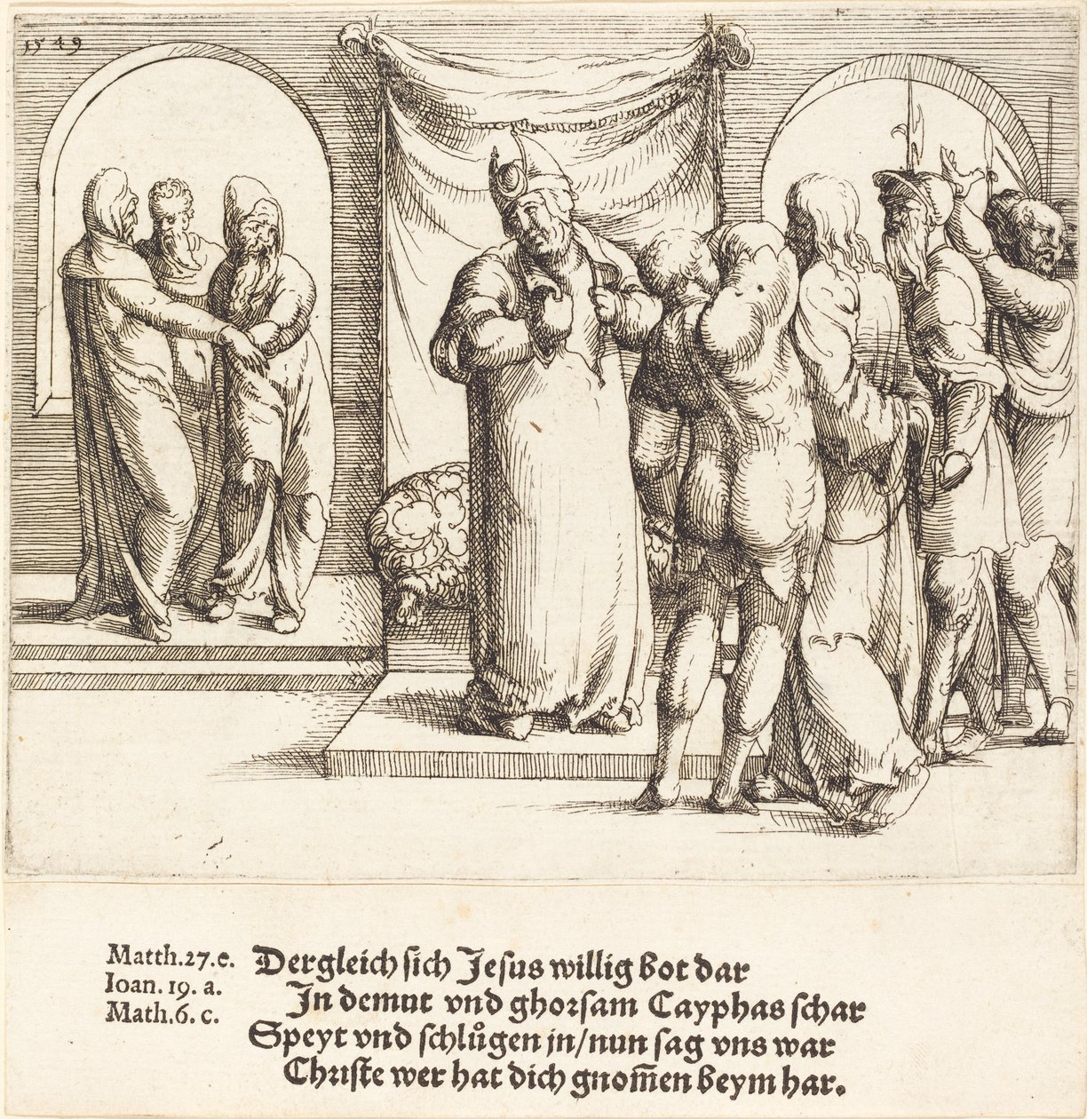 Christ is Mocked, and Caiaphas Rends His Garments, 1549 by Augustin Hirschvogel