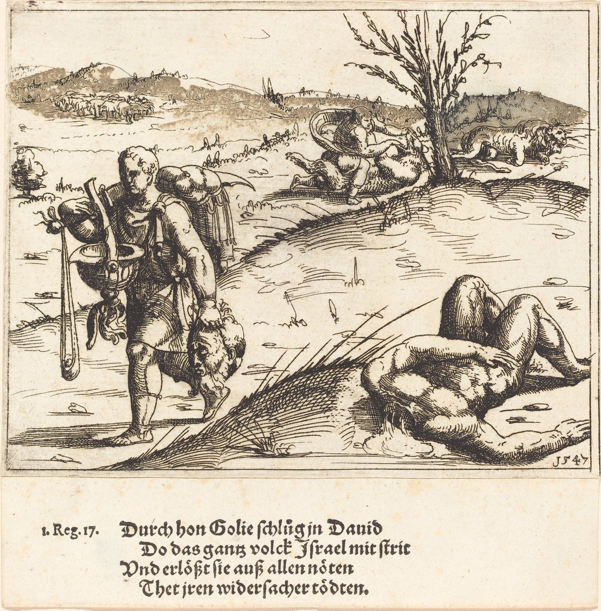 David Beheads Goliath by Augustin Hirschvogel