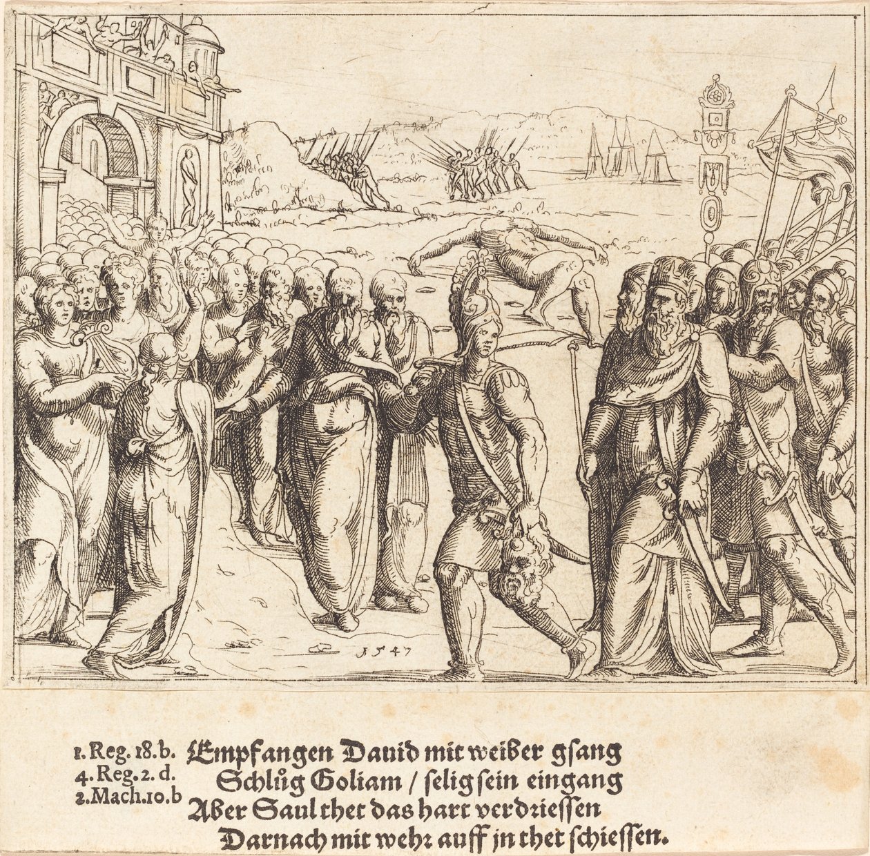 David is Welcomed after Killing Goliath, and Saul