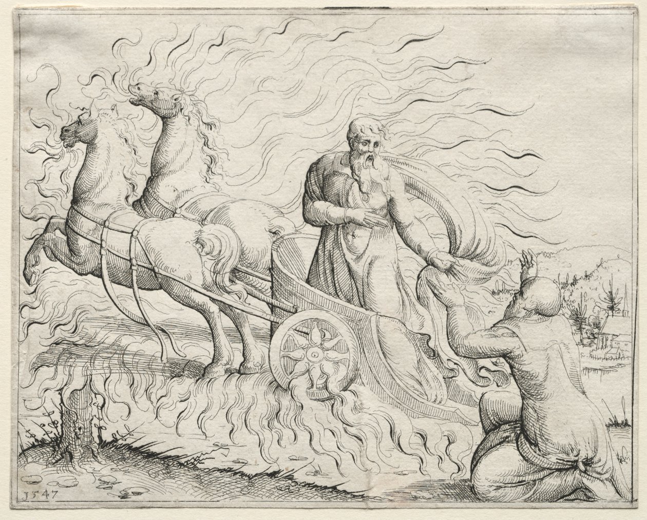 Elijah Ascends to Heaven by Augustin Hirschvogel