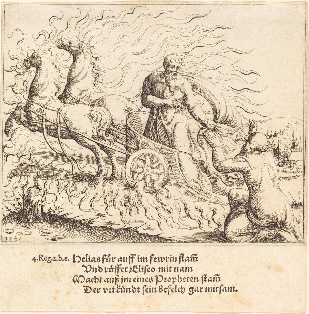 Elijah is Taken up to Heaven, 1547 by Augustin Hirschvogel
