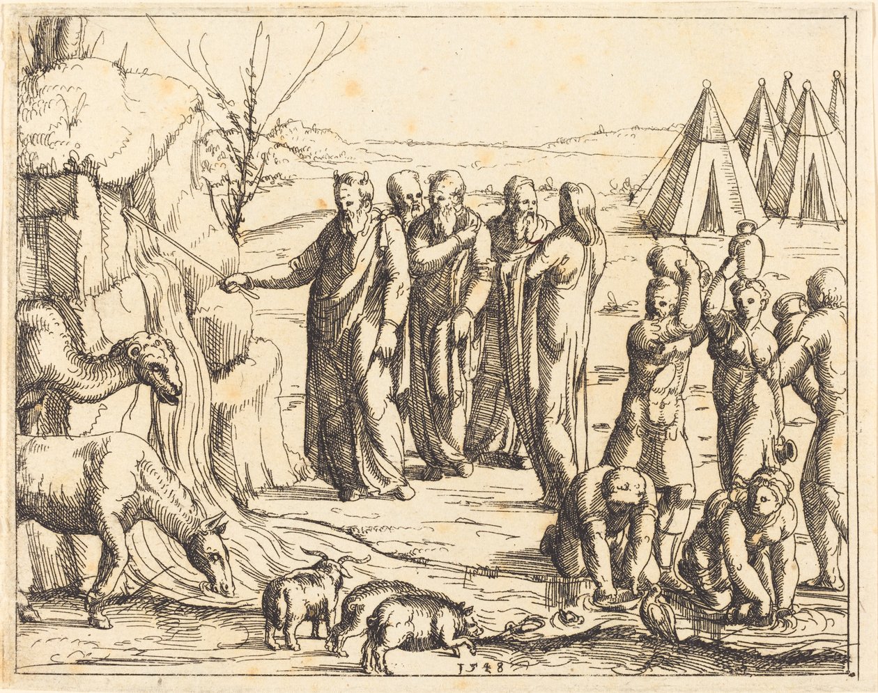 Moses Striking the Rock by Augustin Hirschvogel