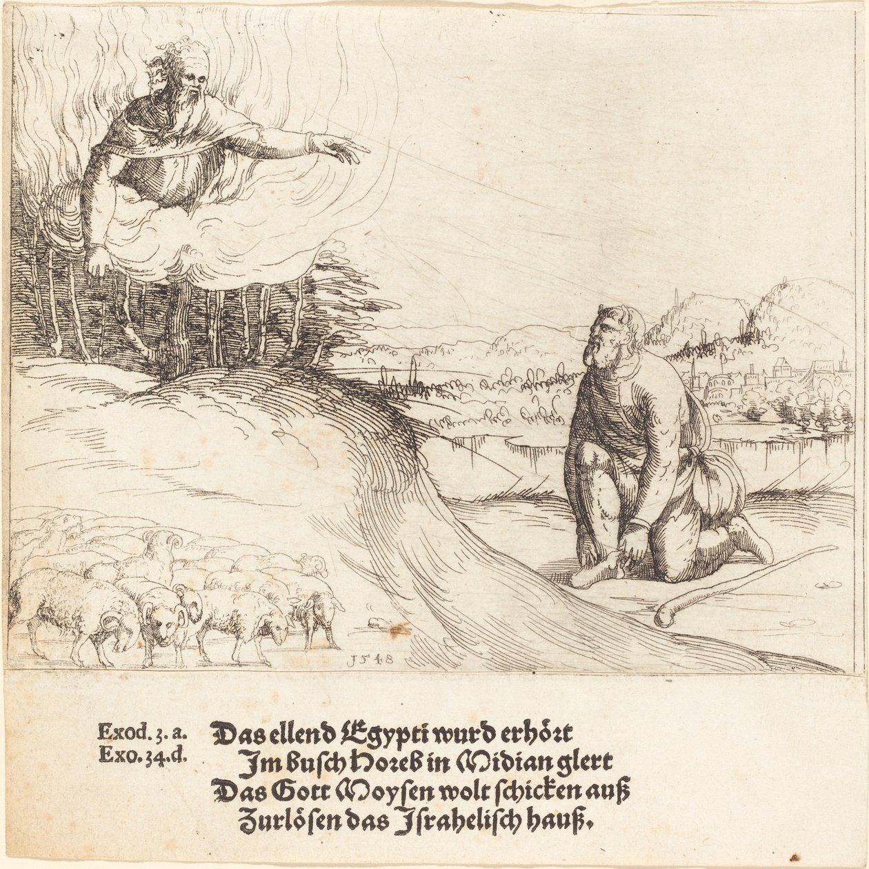 Moses and the Burning Bush, 1548 by Augustin Hirschvogel