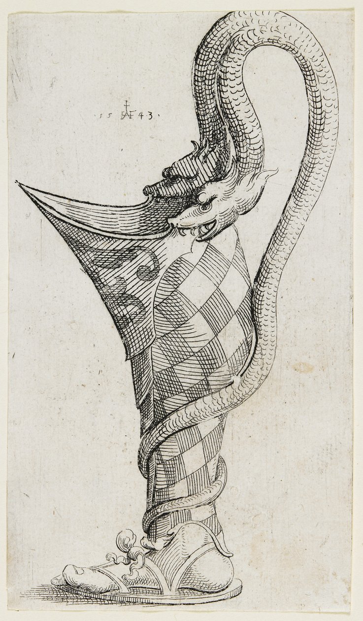 Ornamental Leg-Shaped Vessel, 1543 by Augustin Hirschvogel