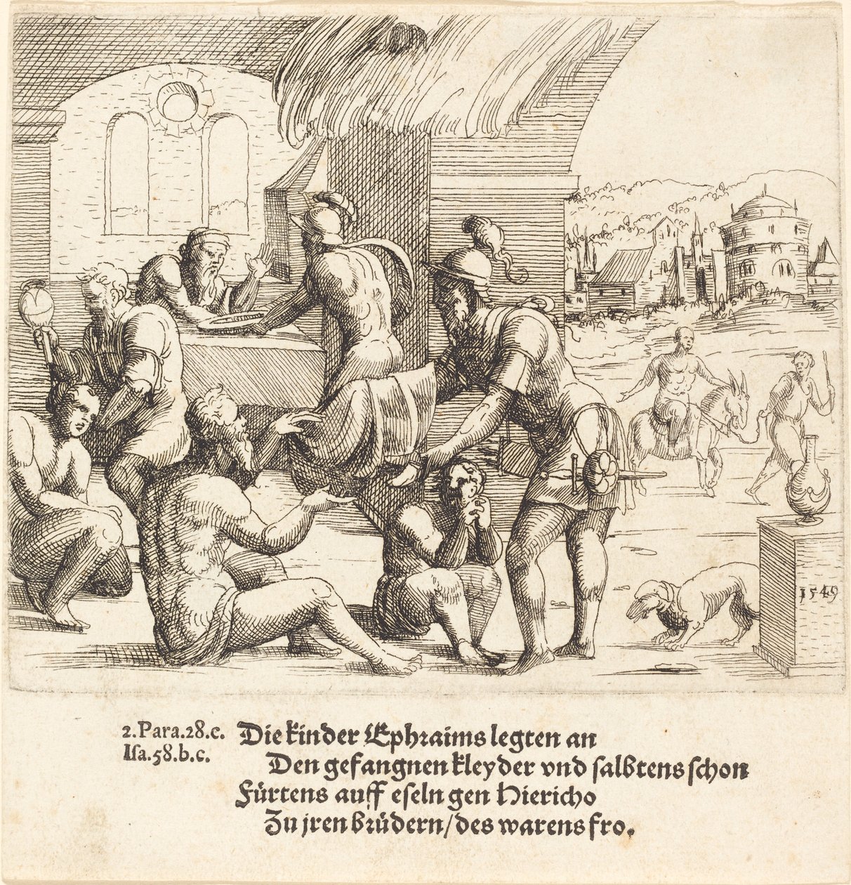 The Men of Ephraim Care for their Captives and Return Them to Jerico by Augustin Hirschvogel