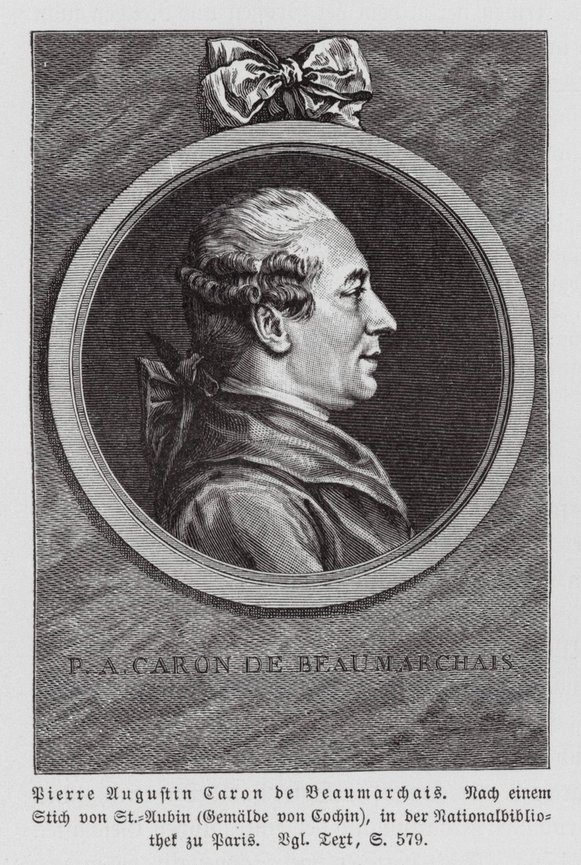 Pierre Beaumarchais, French Playwright by Augustin de (after) Saint-Aubin