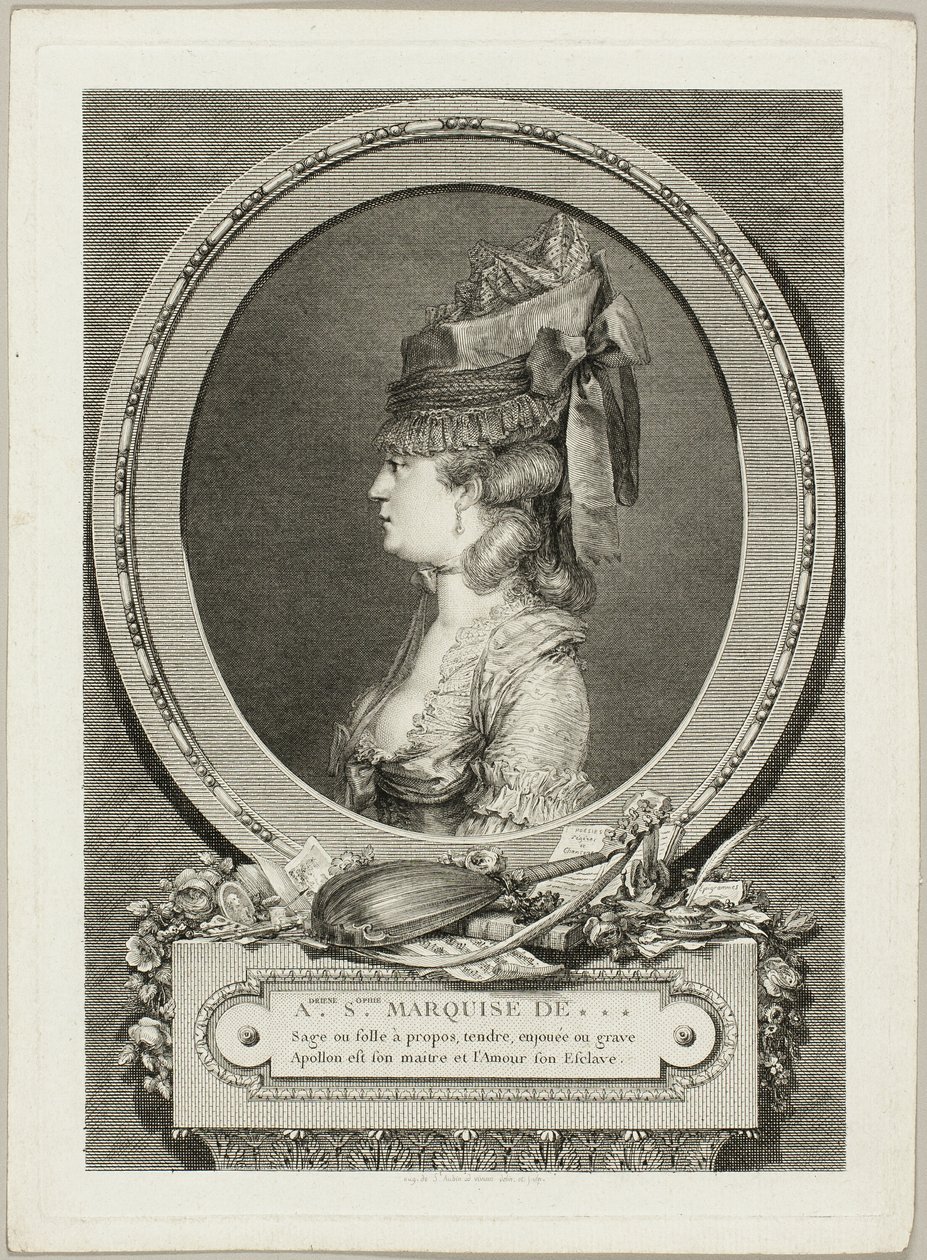 Adrienne-Sophie, Marquise of *** by Augustin de Saint Aubin