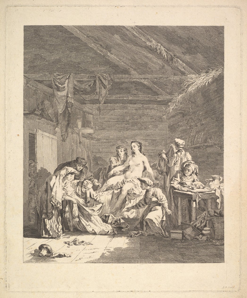 After the Wedding Night, the Sheets Must Be Shown. From Voyage en Sibérie by Augustin de Saint Aubin