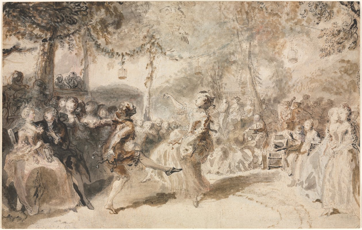 Costumed Dancers Performing in a Garden Tavern, 1756 by Augustin de Saint Aubin