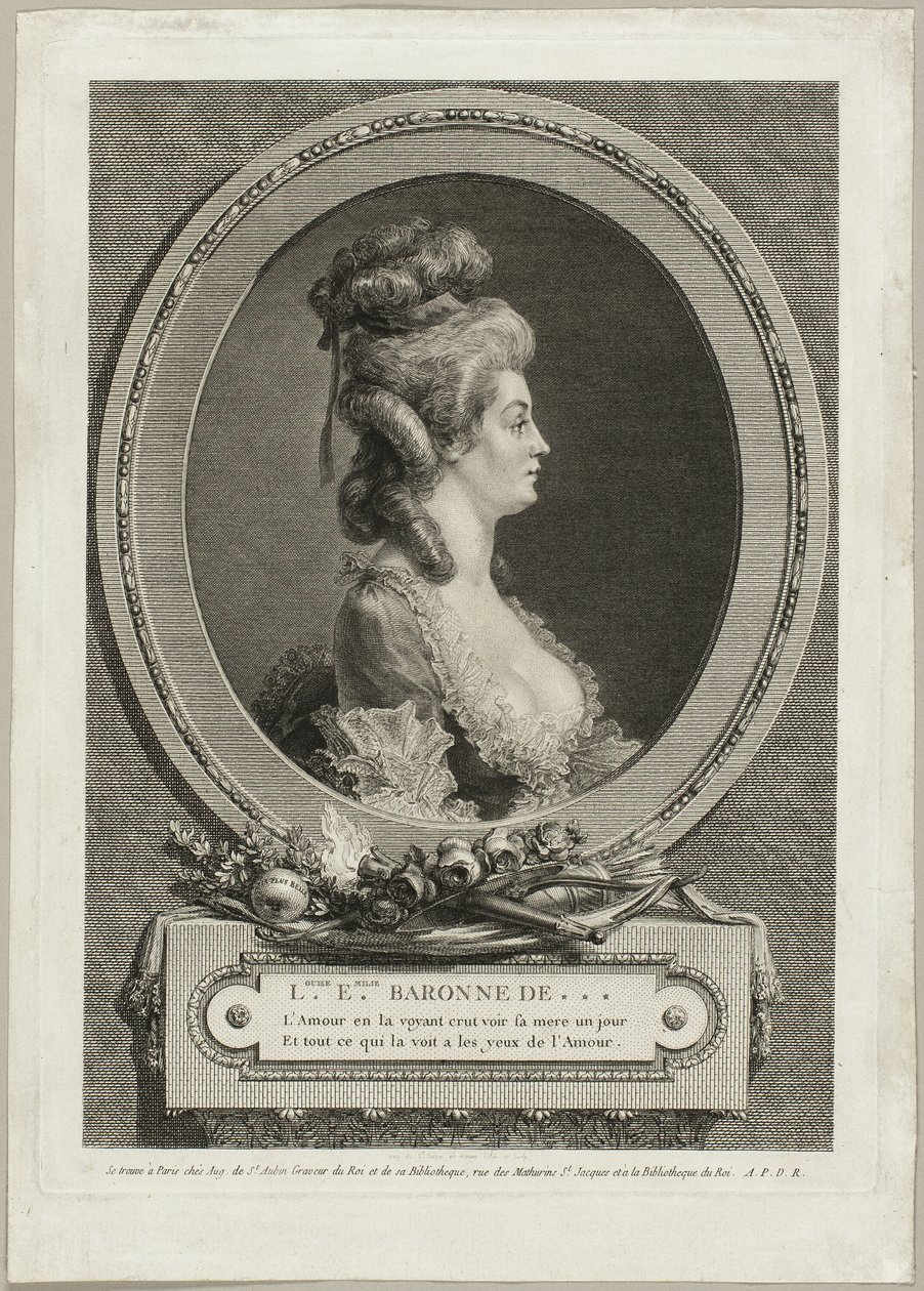 Louise Émilie, Baroness of *** by Augustin de Saint Aubin