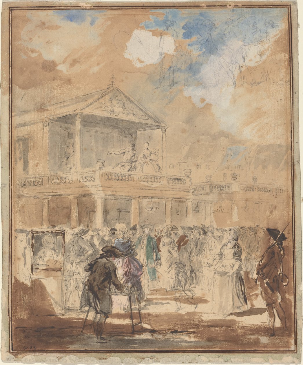 Parade (A Theatrical Procession in Paris) by Augustin de Saint Aubin