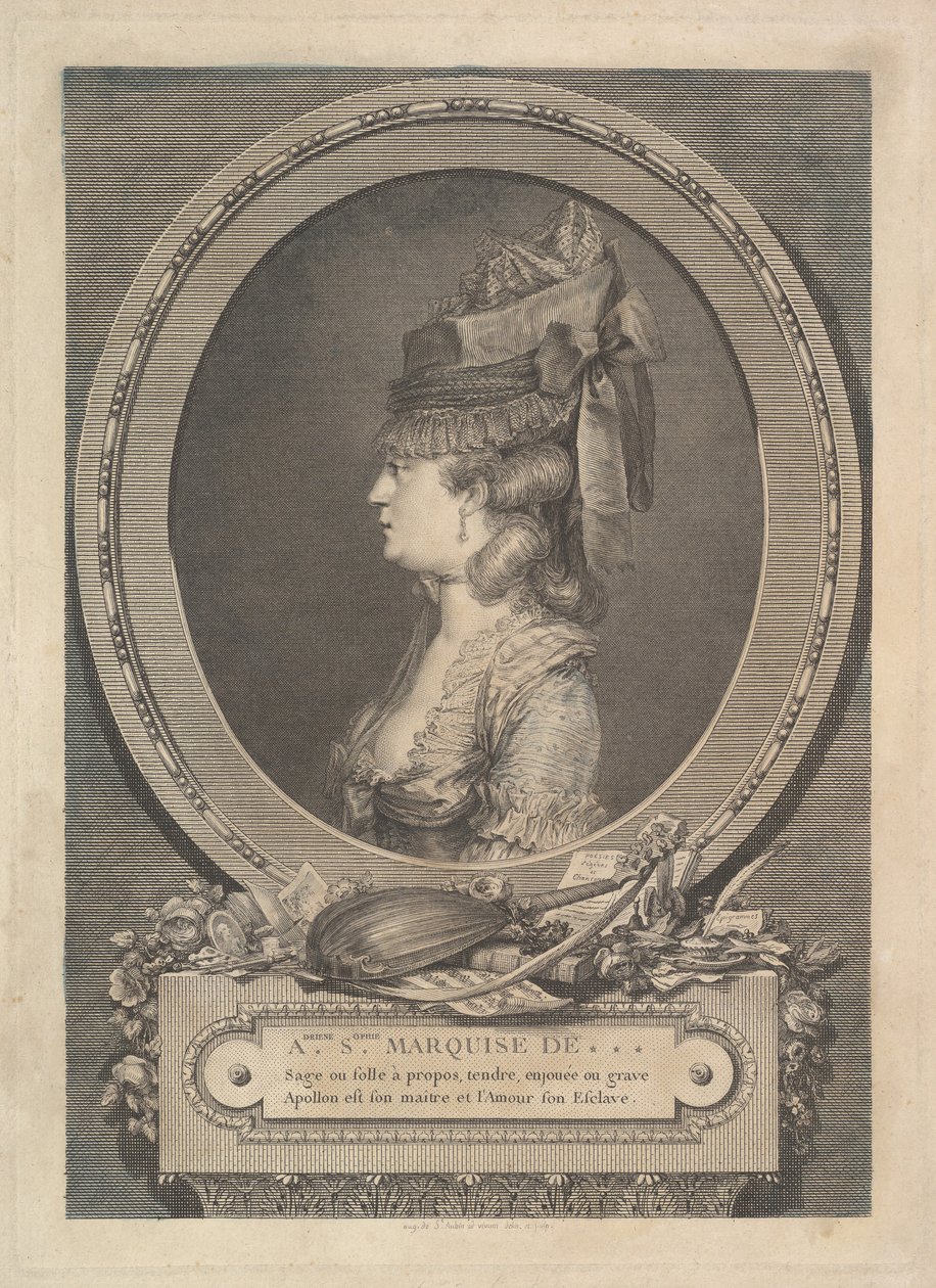 Portrait of Adrienne-Sophie Marquise de *** by Augustin de Saint Aubin