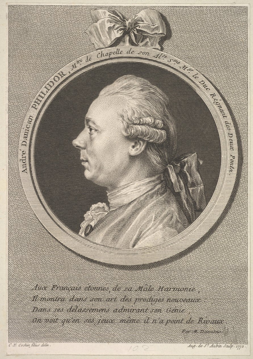 Portrait of André Danican Philidor, 1772 by Augustin de Saint Aubin
