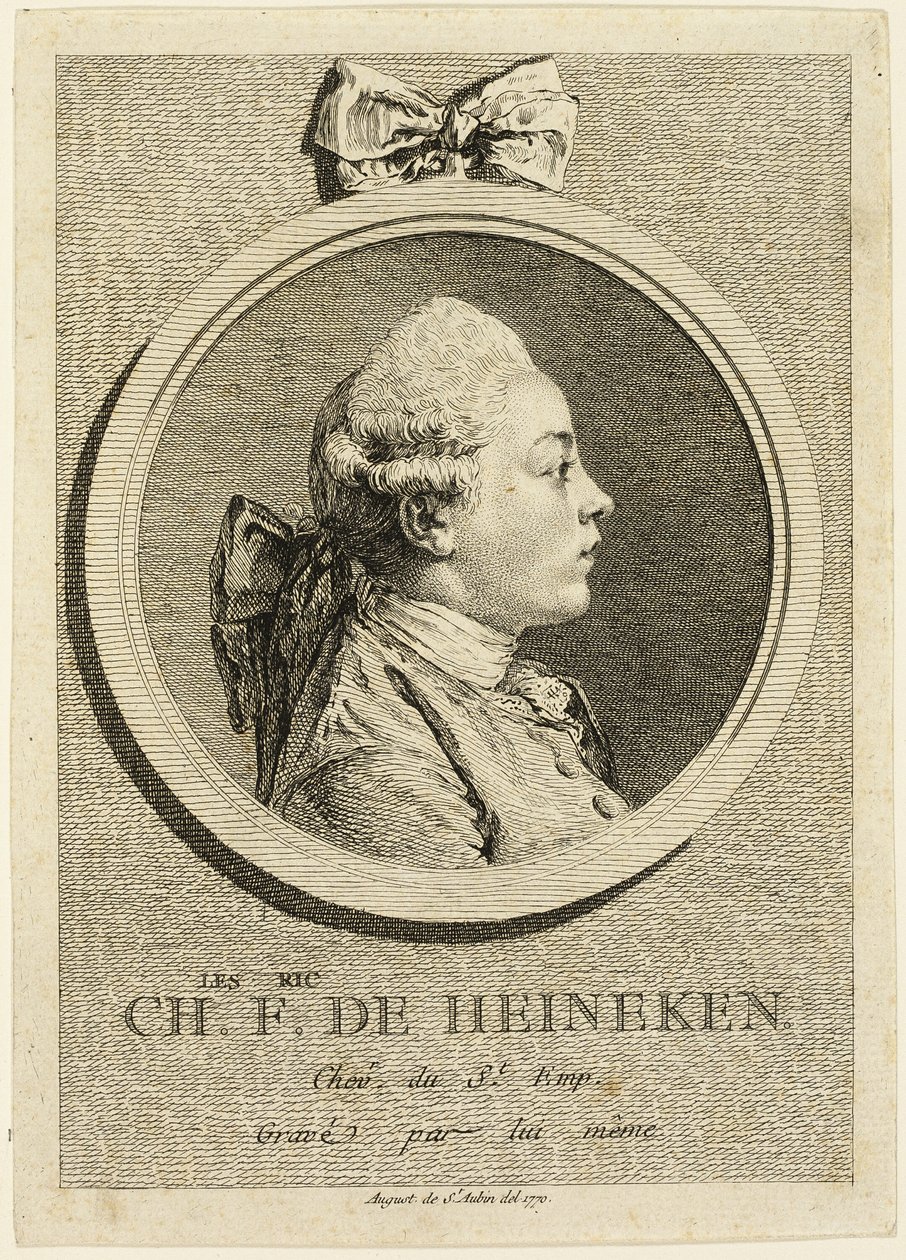 Portrait of Charles Frederick de Heincken by Augustin de Saint Aubin