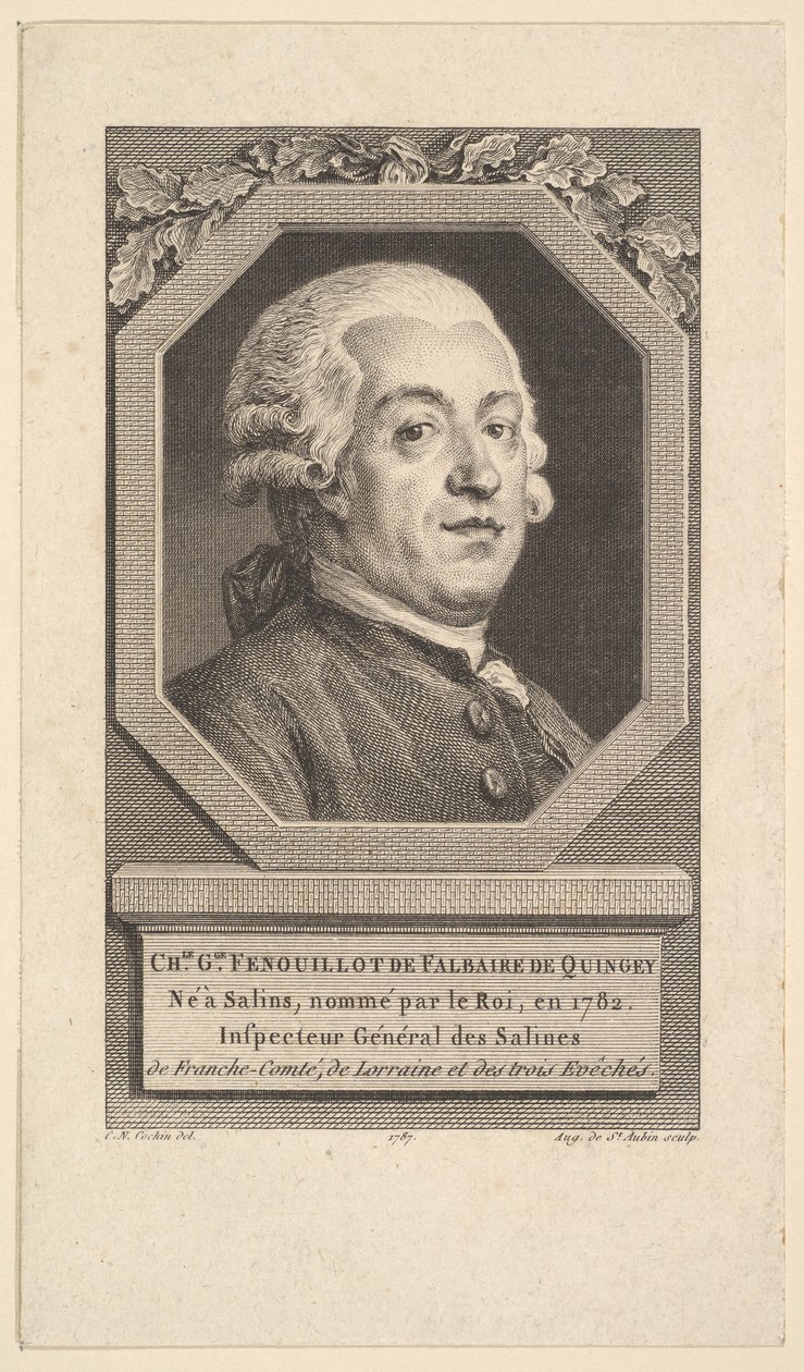 Portrait of Charles George Fenouillot de Falbaire de Quingey by Augustin de Saint Aubin