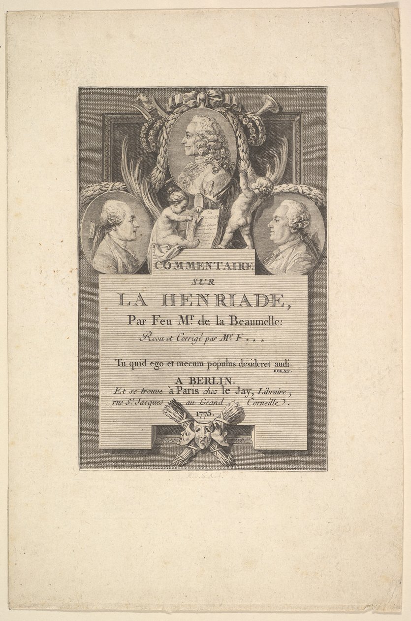 Voltaire, Fréron and La Beaumelle by Augustin de Saint Aubin