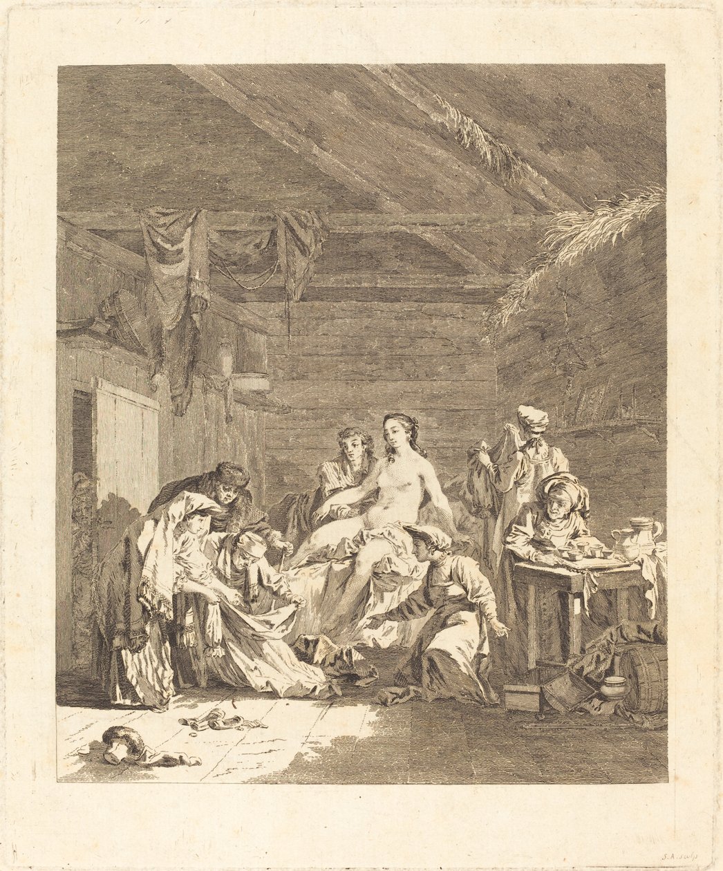 The Rising of the Russian Bride by Augustin de Saint Aubin after Jean Baptiste Le Prince