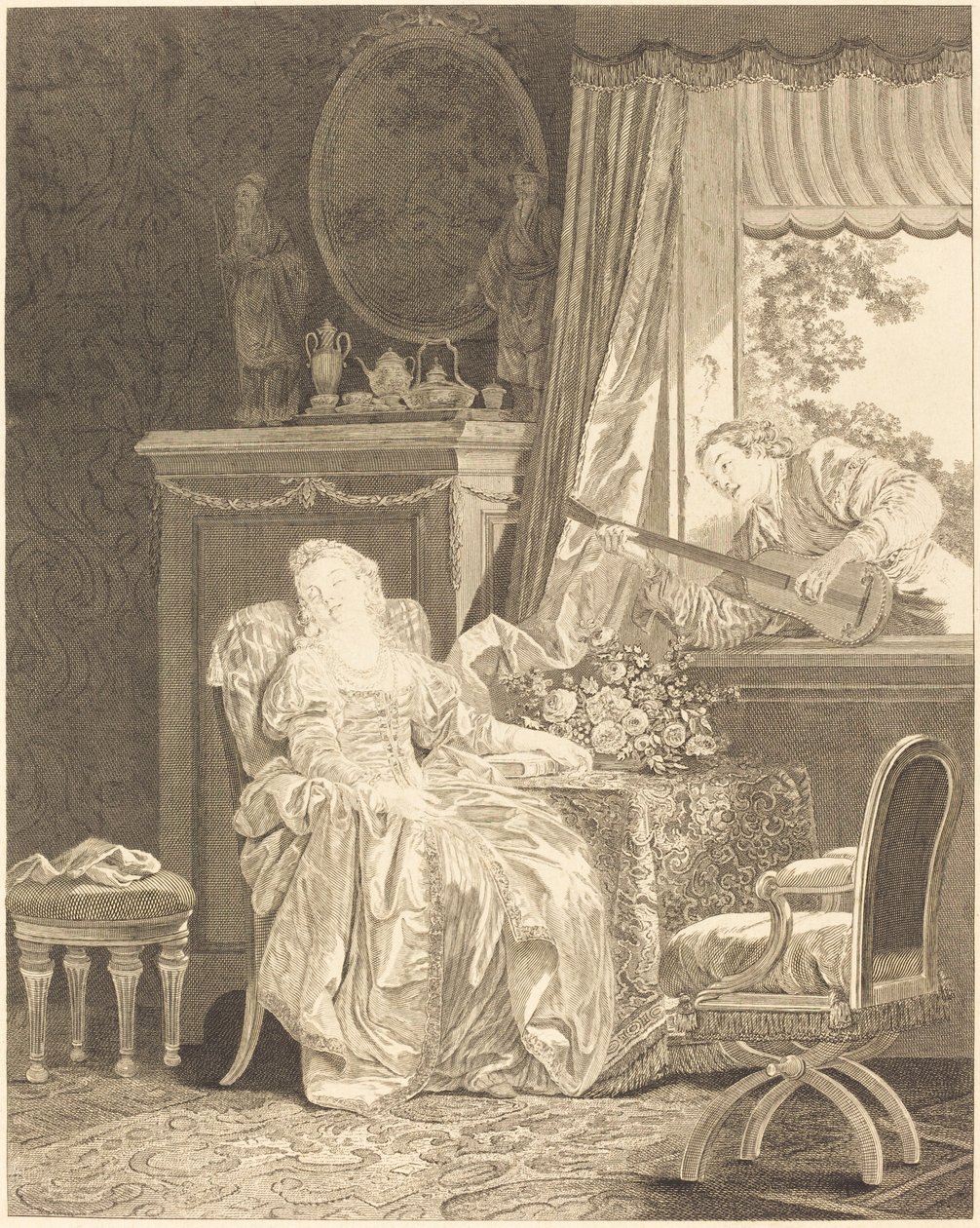 Love in the Spanish Style by Augustin de Saint Aubin and Noël Pruneau after Jean Baptiste Le Prince