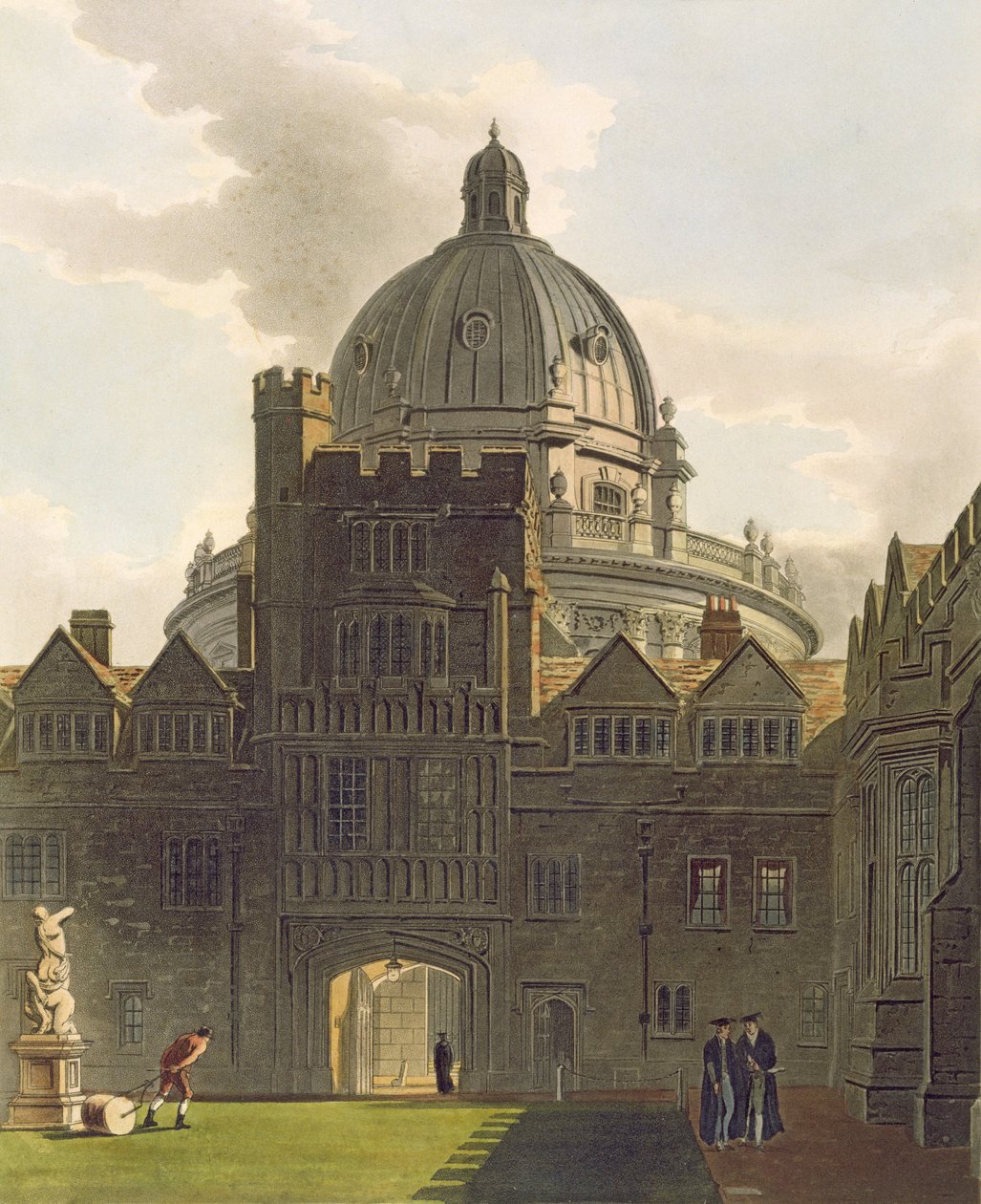 Exterior of Brasenose College and Radcliffe Library, illustration from the 