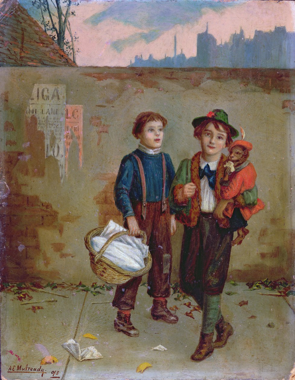 Beggars and a Monkey by Augustus Edward Mulready