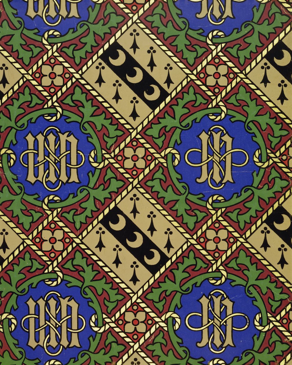 Diamond Print Ecclesiastical Wallpaper Design by Augustus Welby Northmore Pugin