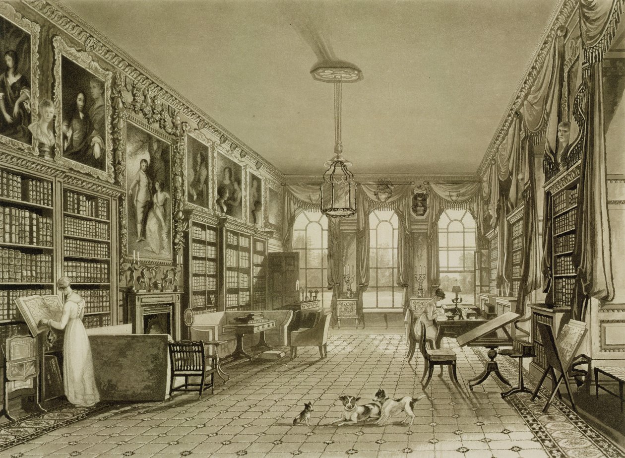 Library as Sitting Room, Cassiobury Park, from J. Britton 