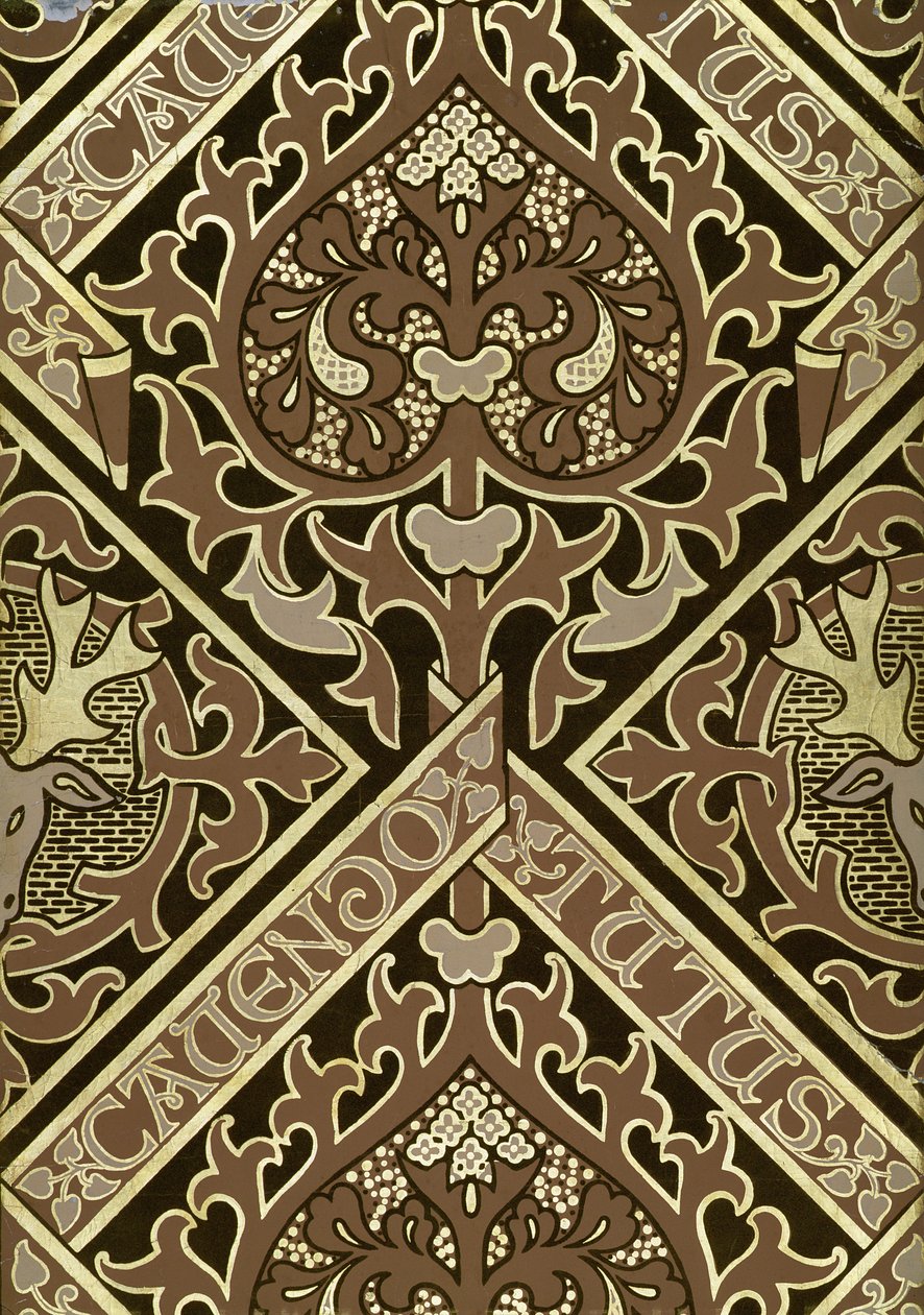 Mosaic ecclesiastical wallpaper design by Augustus Welby Northmore Pugin