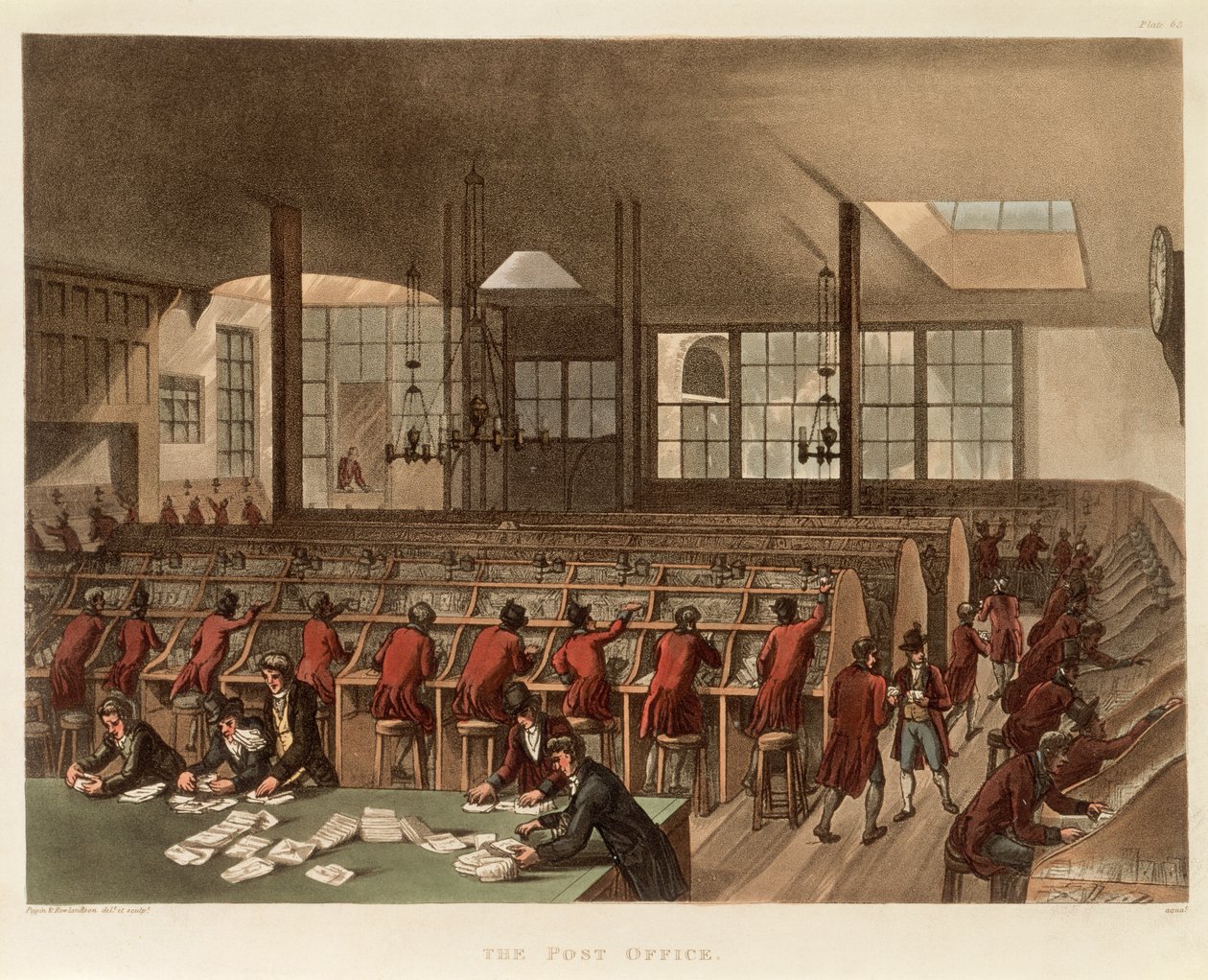 The Post Office, c1808 by Augustus Charles Pugin, Thomas Rowlandson