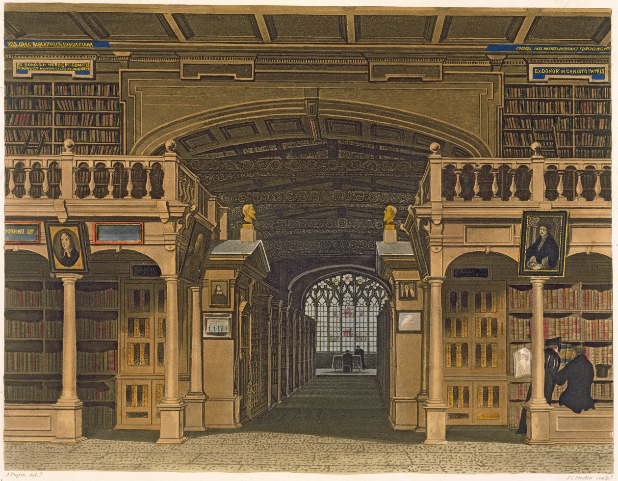 Interior of the Bodleian Library, illustration from the 