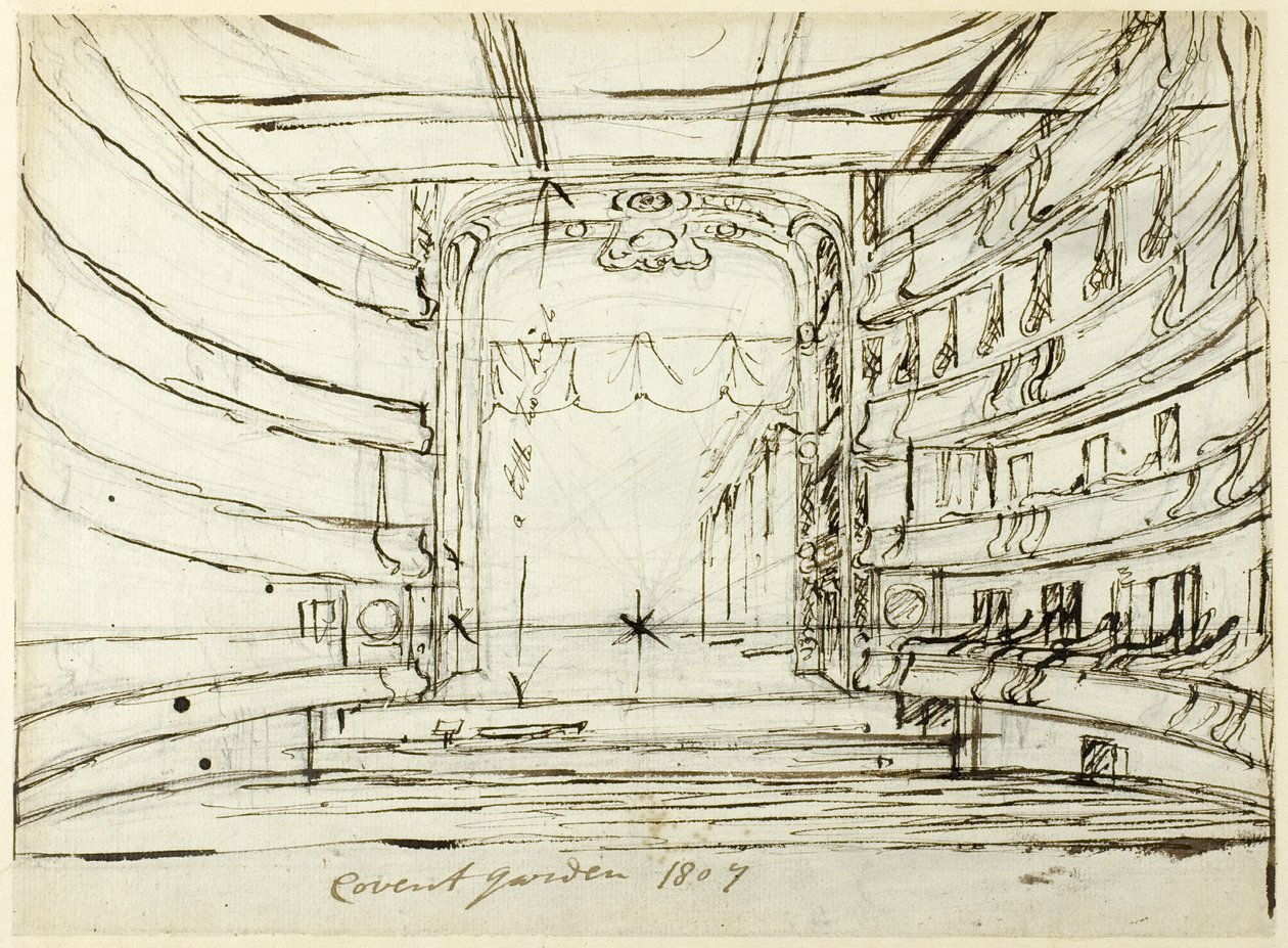 Study for Covent Garden Theatre, from Microcosm of London by Augustus Charles Pugin