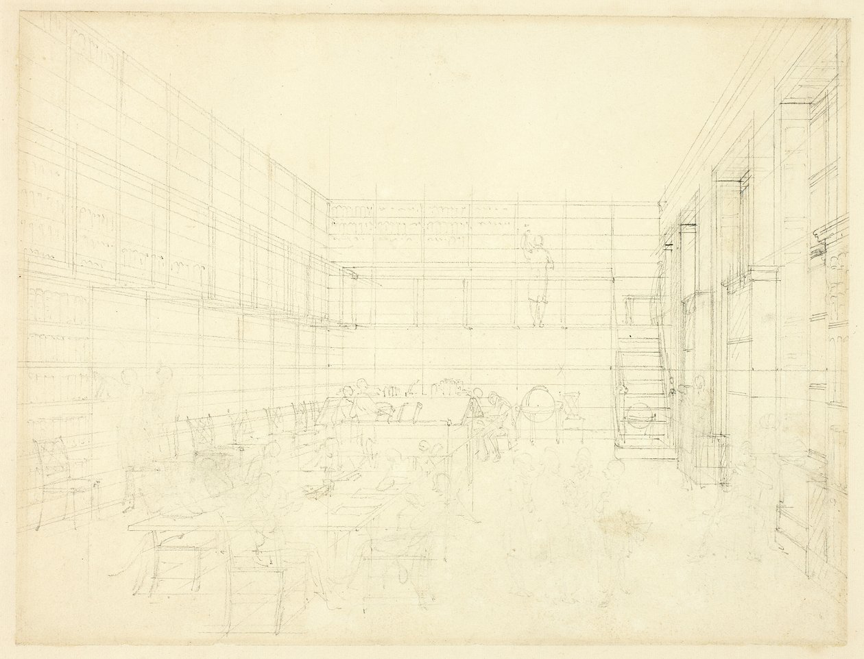 Study for Royal Institution, Albemarle Street, from Microcosm of London by Augustus Charles Pugin