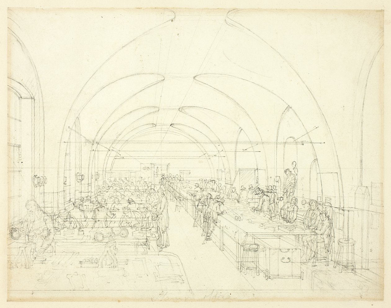 Study for Stamp Office (from Microcosm of London) by Augustus Charles Pugin