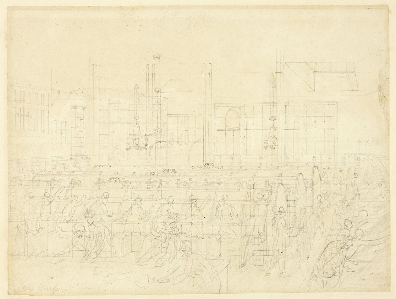 Study for The Post Office, from Microcosm of London by Augustus Charles Pugin