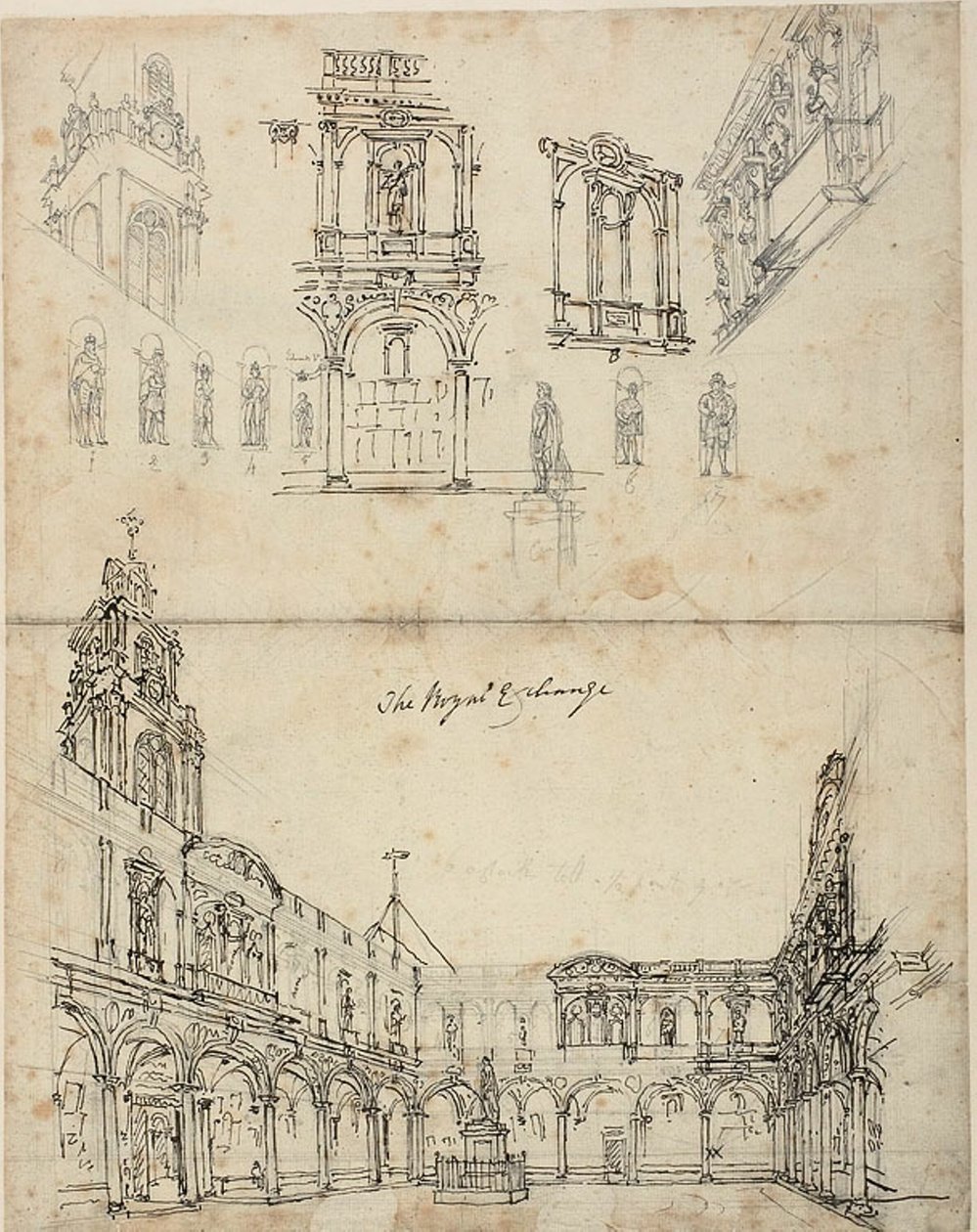 Study for The Royal Exchange (from Microcosm of London) by Augustus Charles Pugin