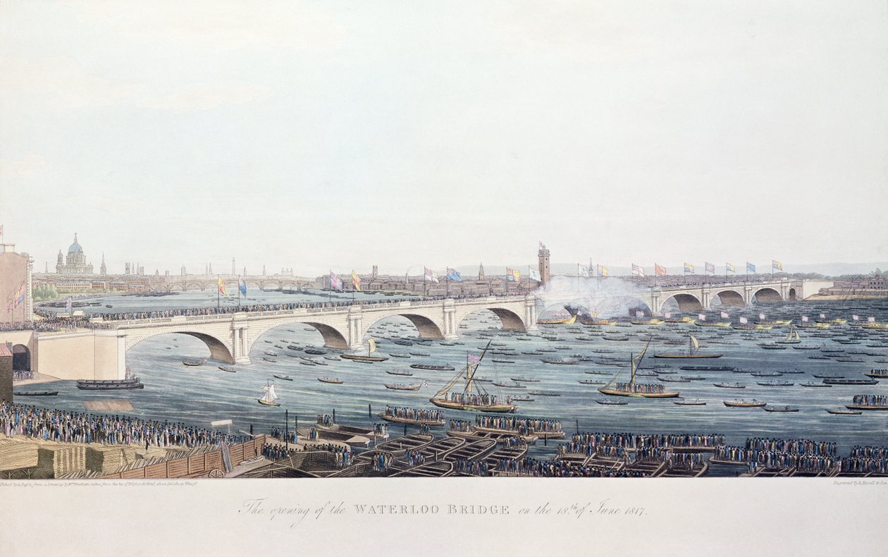 The Opening of the Waterloo Bridge on the 18th of June, 1817 by Augustus Charles Pugin