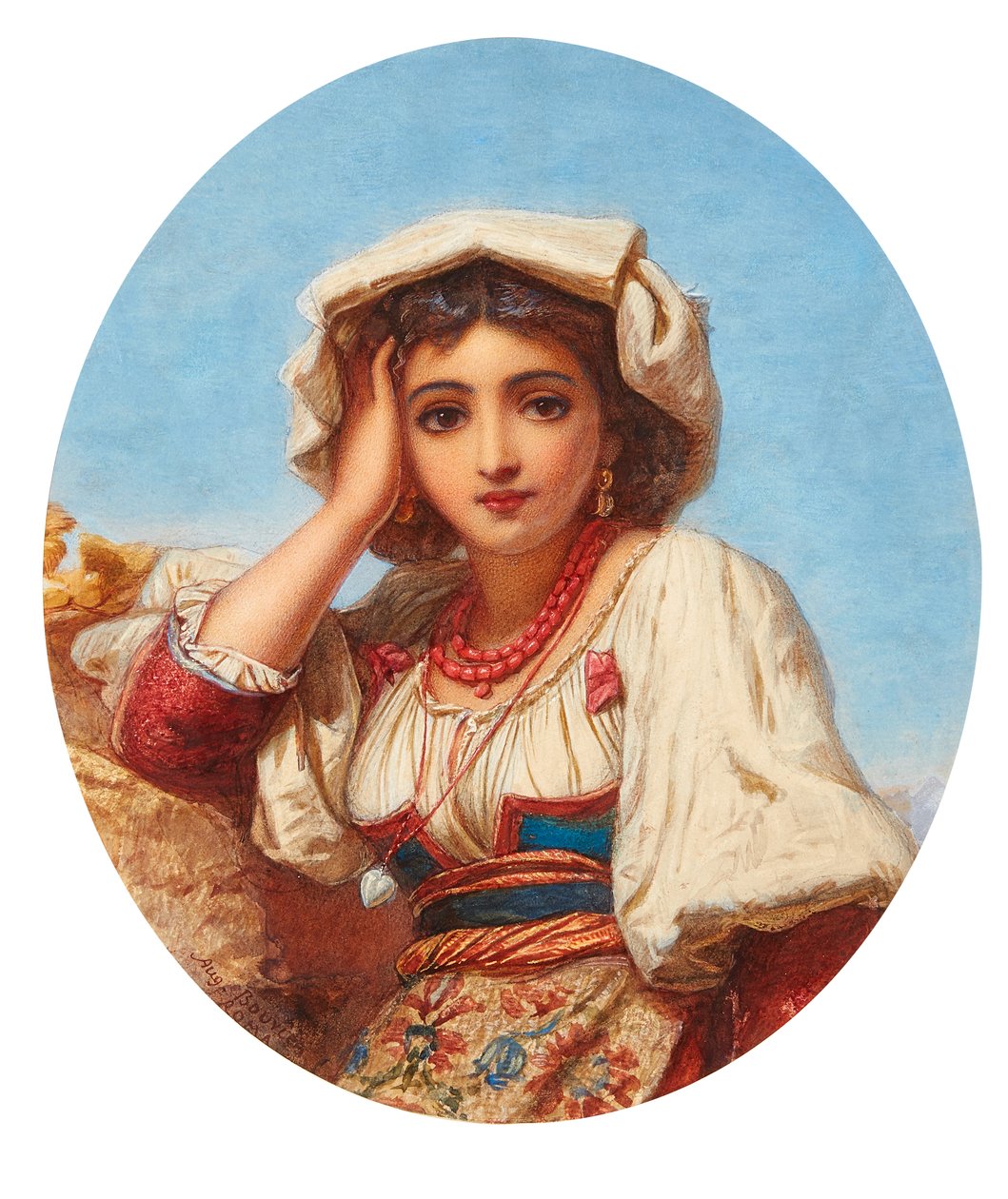 Head of an Italian Girl by Augustus Jules Bouvier