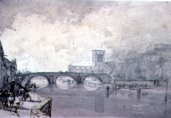 The Abbey and Nungate Bridge, Haddington, East Lothian by Augustus Wall Callcott